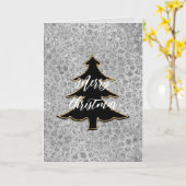 Silberner Leopard Frohe Weihnachtsbaum Karte (Gelbe Blume)