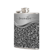 Silberner Leopard handgeschriebener Name Metall Flachmann (Links)