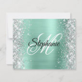 Silberner Licht Teal Glam Monogramm 40. Geburtstag (Rückseite)
