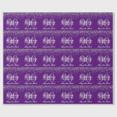 Silberner lila 90. Geburtstags-GlitzerConfetti Geschenkpapier (Flach)