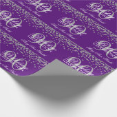 Silberner lila 90. Geburtstags-GlitzerConfetti Geschenkpapier (Ecke)