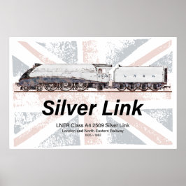 Silberner Link LNER Klasse A4 Lokomotive Profilfla Poster