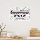 Silberner Link LNER Klasse A4 Lokomotive Profilfla Poster (Küche)