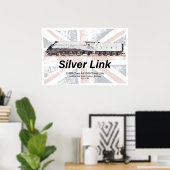 Silberner Link LNER Klasse A4 Lokomotive Profilfla Poster (Heimbüro)