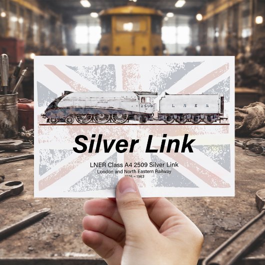 Silberner Link LNER-Klasse-A4-Lokomotivenprofilfla Postkarte