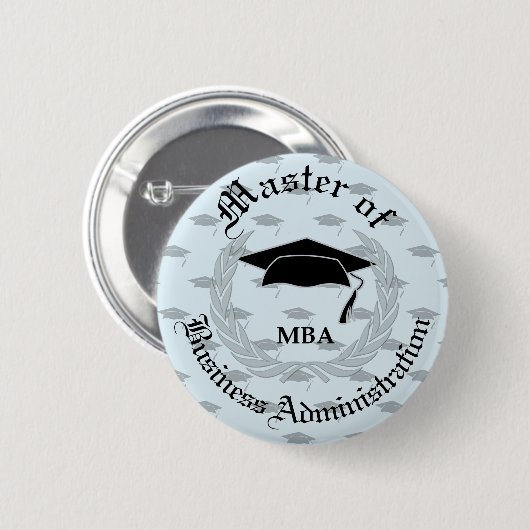 Silberner LorbeerWreath MBA-Abschluss Button (Vorne & Hinten)