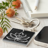 Silberner Lotus  Schlüsselanhänger (Vorderseite rechts)