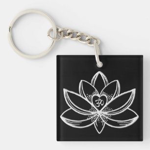 Silberner Lotus  Schlüsselanhänger