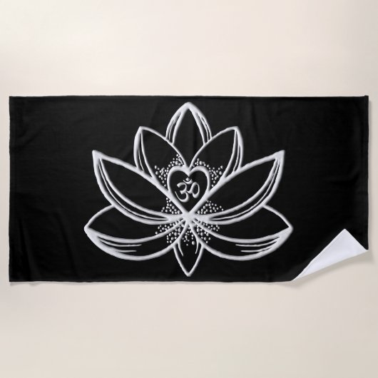 Silberner Lotus  Strandtuch (Vorderseite)