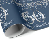 Silberner Marine-Blau-60. Geschenkpapier (Rolleneckpunkt)