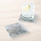 Silberner MarmorglasUntersetzer Glasuntersetzer (Schrägansicht)