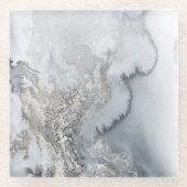 Silberner MarmorglasUntersetzer Glasuntersetzer (Vorderseite)