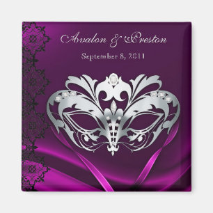 Silberner Maskerade-Rosa-Save the Date Magnet