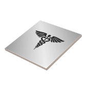 Silberner medizinischer Caduceus Fliese (Seite)