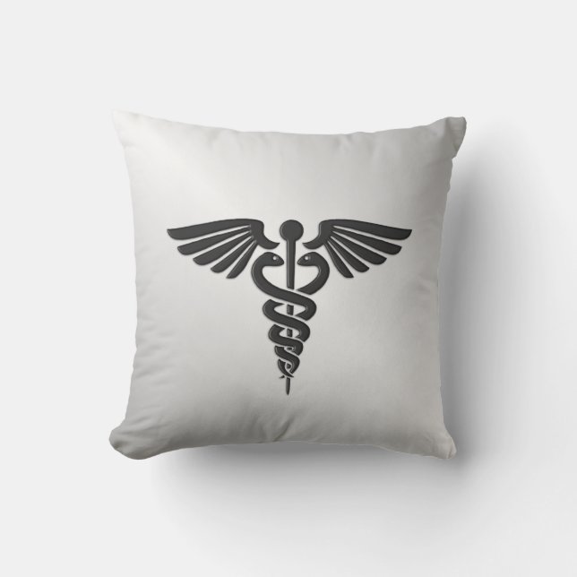 Silberner medizinischer Caduceus Kissen (Vorderseite)