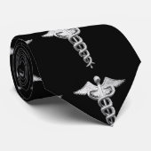 Silberner medizinischer Caduceus Krawatte (Gerollt)