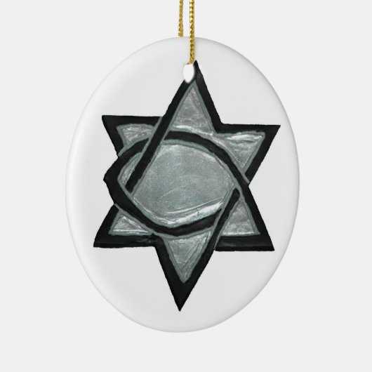 Silberner messianischer Stern Keramik Ornament (Rechts)
