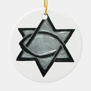 Silberner messianischer Stern Keramik Ornament