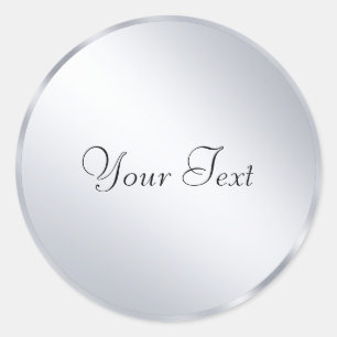 Silberner Metall-Look-Vorlage Fügen Sie Ihren Text Runder Aufkleber