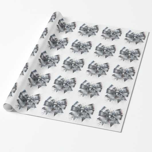 Silberner Metallbogen mit falschen Glitzersteinen  Geschenkpapier (Ungerollt)