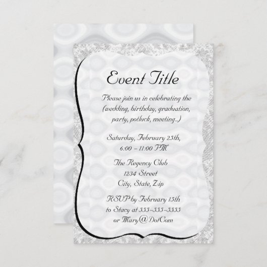 Silberner metallischer schauender Hintergrund Einladung (Vorne/Hinten)