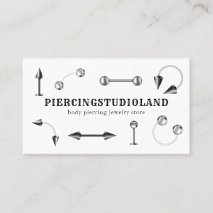 Silberner Metallschmuck Künstler Body Piercing Visitenkarte
