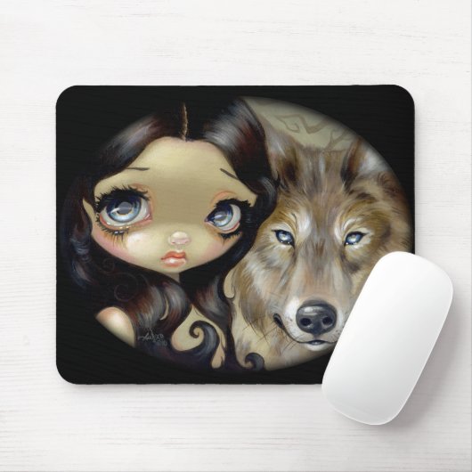 "Silberner mit Augen Wolf" Mousepad (Mit Mouse)