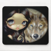 "Silberner mit Augen Wolf" Mousepad (Vorne)