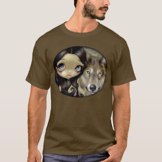Silberner mit Augen Wolf SHIRT-Fantasiehundegroße T-Shirt