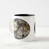 "Silberner mit Augen Wolf-" Tasse (Vorderseite Links)