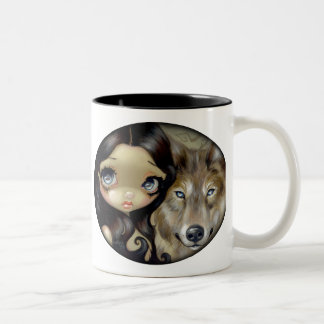 "Silberner mit Augen Wolf-" Tasse