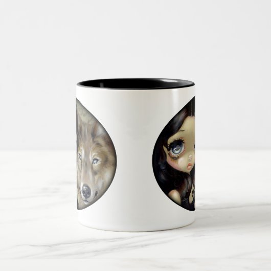 "Silberner mit Augen Wolf-" Tasse (Mittel)