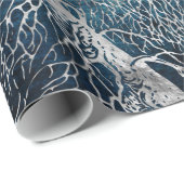 Silberner Mitternachtsbaum - schwarze Pappel Geschenkpapier (Rolleneckpunkt)