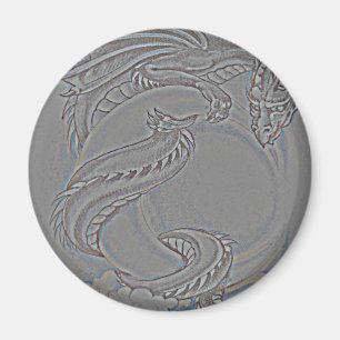 Silberner Mond-Drache Magnet