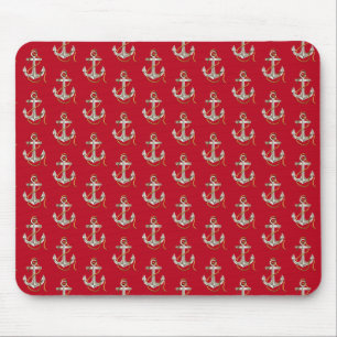 silberner nautischer Anker mit Seil Mousepad