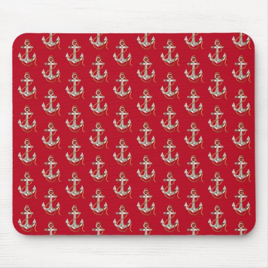 silberner nautischer Anker mit Seil Mousepad (Vorne)