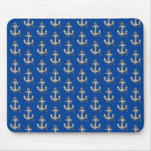 silberner nautischer Anker mit Seil Mousepad