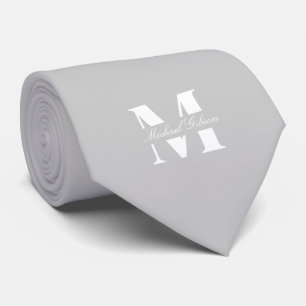 Silberner Nebel   Benutzerdefinierte Monogramm-Hoc Krawatte
