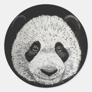 Silberner Panda Runder Aufkleber