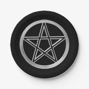 Silberner Pentagram Pappteller