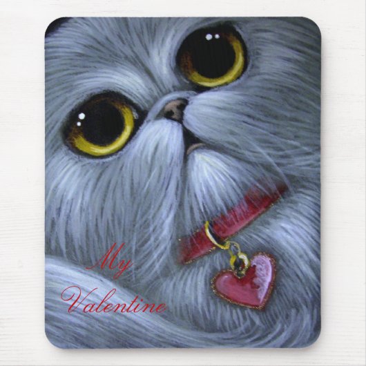 SILBERNER PERSISCHER CAT - MEIN VALENTINSGRUSS MOUSEPAD (Vorne)