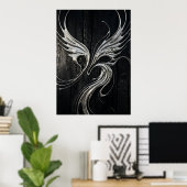 Silberner Phönix, der sich erhebende Dunkle Kunst Poster (Heimbüro)