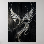 Silberner Phönix, der sich erhebende Dunkle Kunst Poster (Vorne)