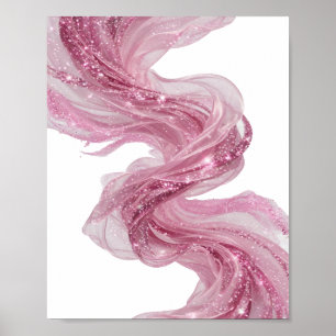 Silberner PINK GLITZERNDER STOFF MIT FUNKEN Poster