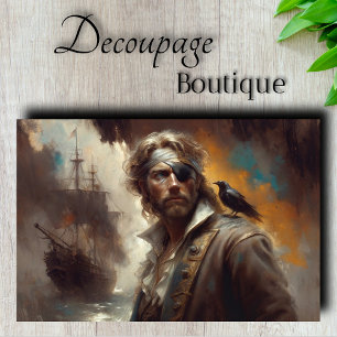 Silberner Piratenkapitän Decoupage Seidenpapier
