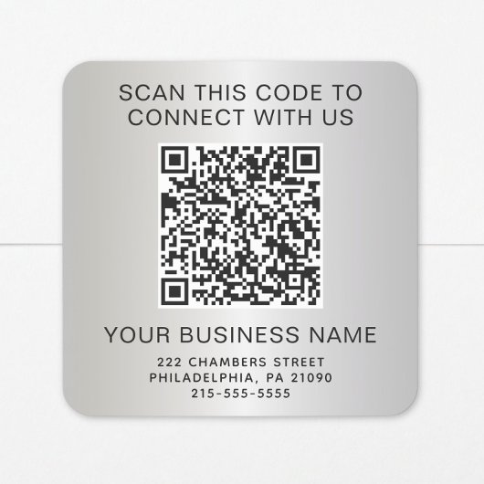 Silberner QR-Code Geschäft Quadratischer Aufkleber