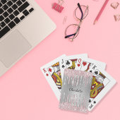 Silberner rosa Glitter-Tropfen-Monogramm-Name Spielkarten