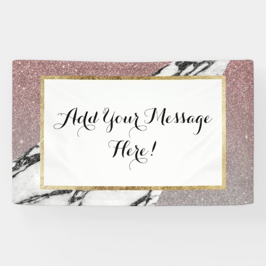 Silberner Rosen-GoldGlitzer und -marmor Banner (Horizontal)