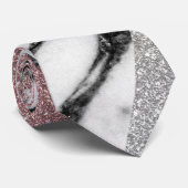 Silberner Rosen-GoldGlitzer und -marmor Krawatte (Gerollt)