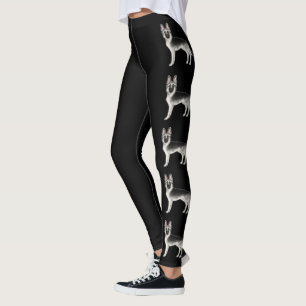 Silberner Sable Deutscher Schäferhund Süße Cartoon Leggings